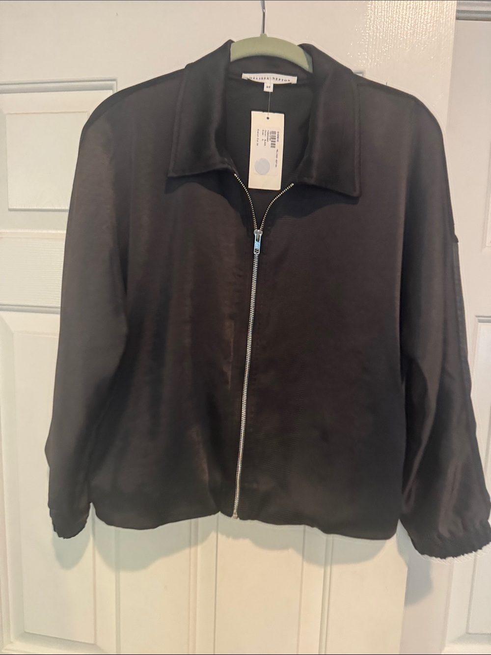 MELISSA NEPTON Black Zip-Front Bomber Jacket